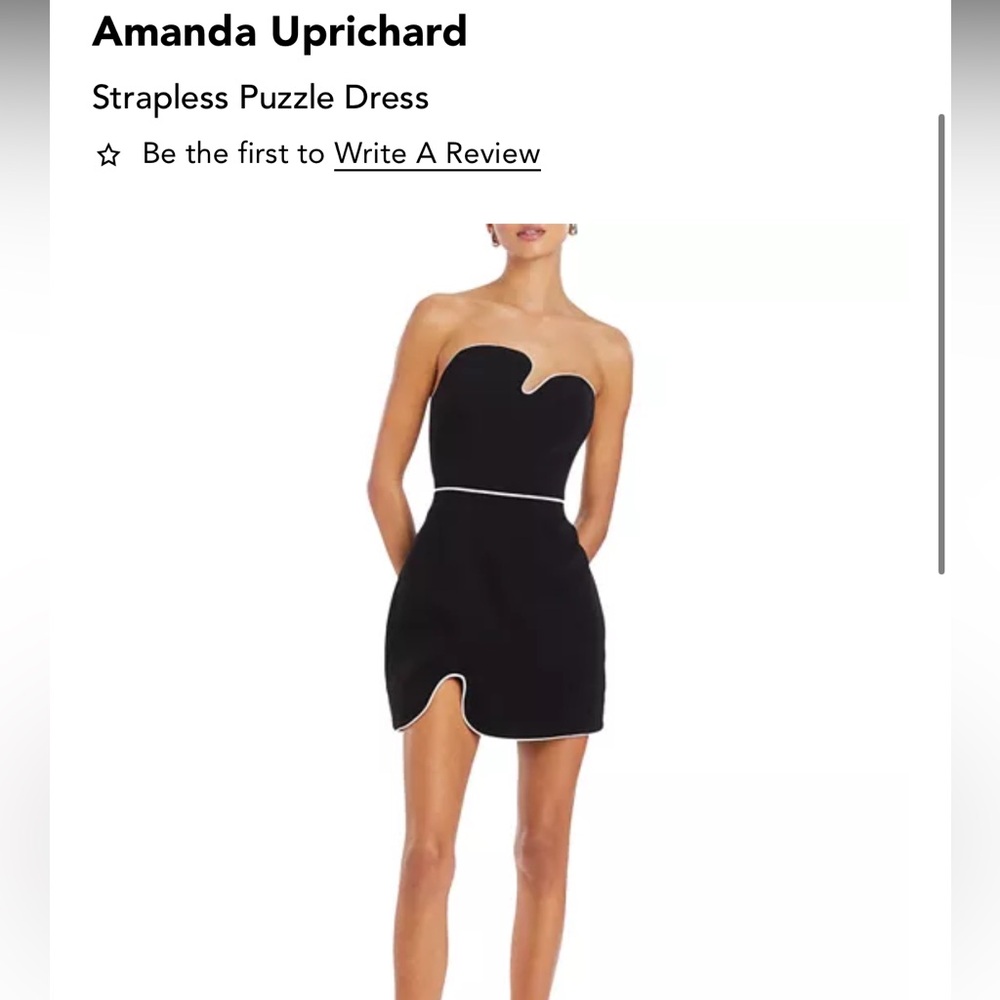 Amanda Uprichard Black Ruched Asymmetrical Cocktail Dress